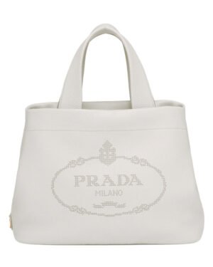 Prada Medium Leather Tote 1BG384 Cream