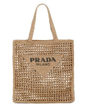 Prada Raffia Tote Bag 1BG393 Apricot