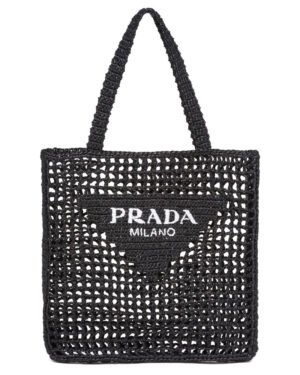Prada Raffia Tote Bag 1BG393 Black