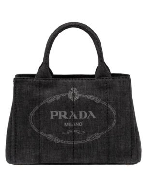 Prada Denim Tote 1BG439 Dark Gray