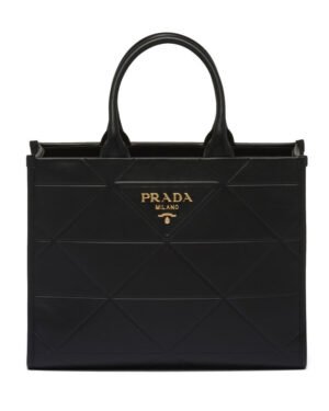 Prada Medium Leather Prada Symbole Bag With Topstitching 1BA378 Black