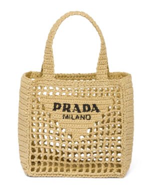 Prada Small Raffia Tote 1BG444 Apricot