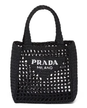 Prada Small Raffia Tote 1BG444 Black