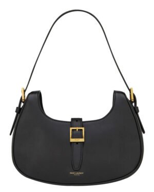 Saint Laurent Le Fermoir Hobo Bag In Shiny Leather 672615 Black