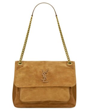 Saint Laurent Niki Medium In Suede And Smooth Leather 498894 Coffee