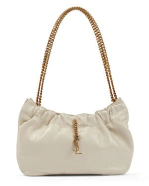 Saint Laurent Mini Leather Shoulder Bag Cream