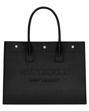 Saint Laurent Rive Gauche Small Tote Bag In Smooth Leather Black