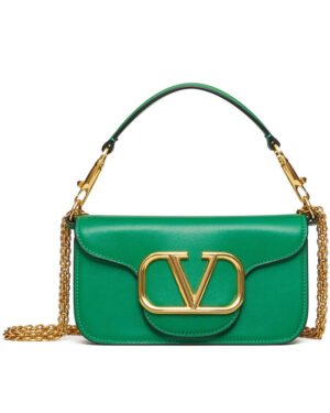 Valentino Loco Small Shoulder Bag In Calfskin Green