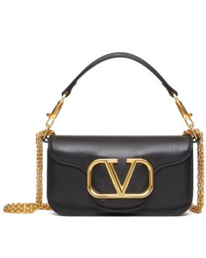 Valentino Loco Small Shoulder Bag In Calfskin Black