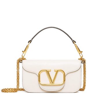 Valentino Loco Small Shoulder Bag In Calfskin Cream