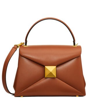 Valentino Small One Stud Handbag In Nappa Leather Coffee