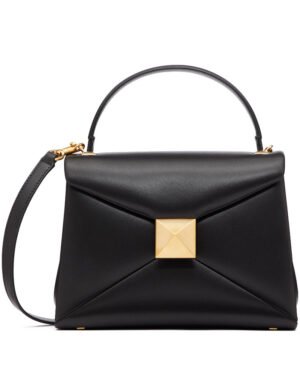 Valentino Small One Stud Handbag In Nappa Leather Black