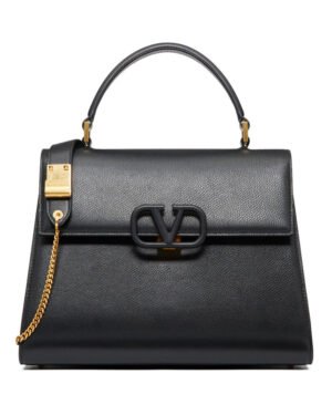 Valentino Garavani Vsling Grainy Calfskin Handbag Black