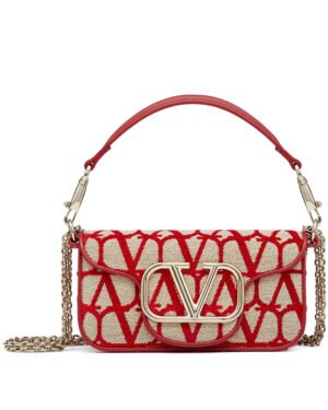 Valentino Small Loco Toile Iconographe Shoulder Bag Red
