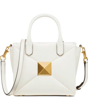 Valentino Small One Stud Nappa Handbag Cream