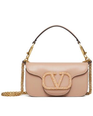 Valentino Loco Small Shoulder Bag With Jewel Logo Pink