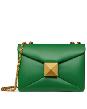 Valentino One Stud Nappa Bag With Chain Green