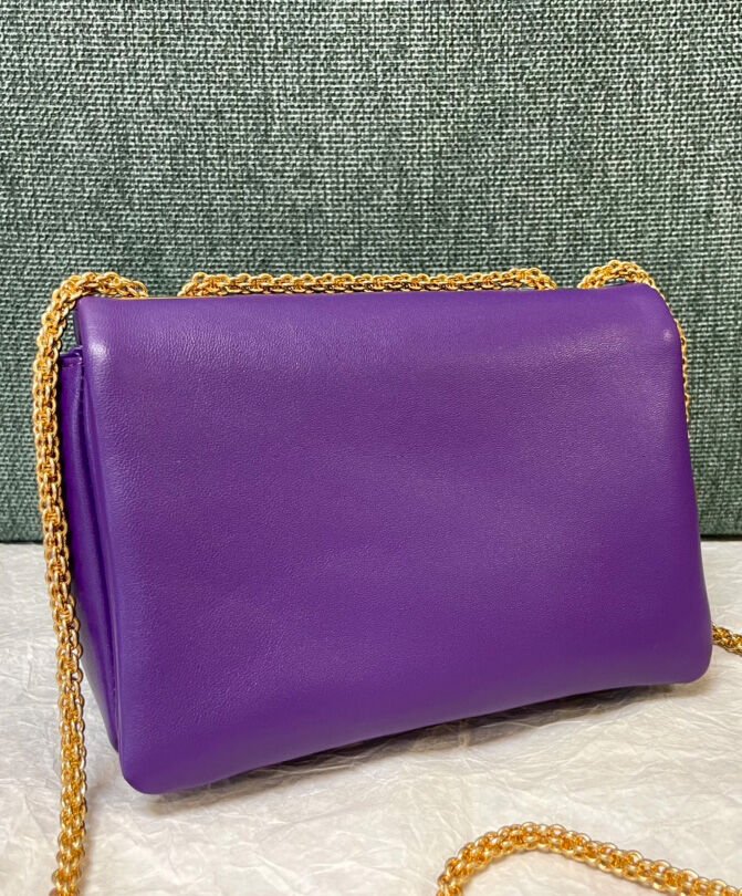 Valentino One Stud Nappa Bag With Chain Purple - Image 3