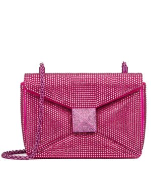 Valentino One Stud Embroidered Bag With Chain Peachblow