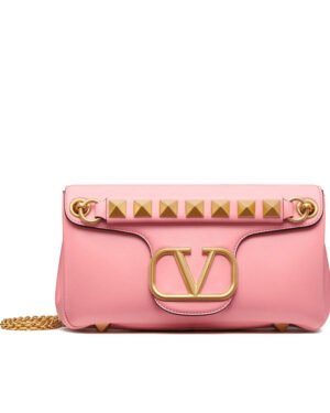Valentino Stud Sign Nappa Shoulder Bag Pink