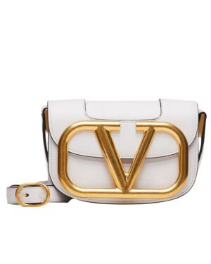 Valentino Garavani Small Supervee Calfskin Crossbody Bag White
