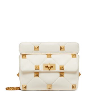 Valentino Garavani Roman Stud Nappa Chain Bag White