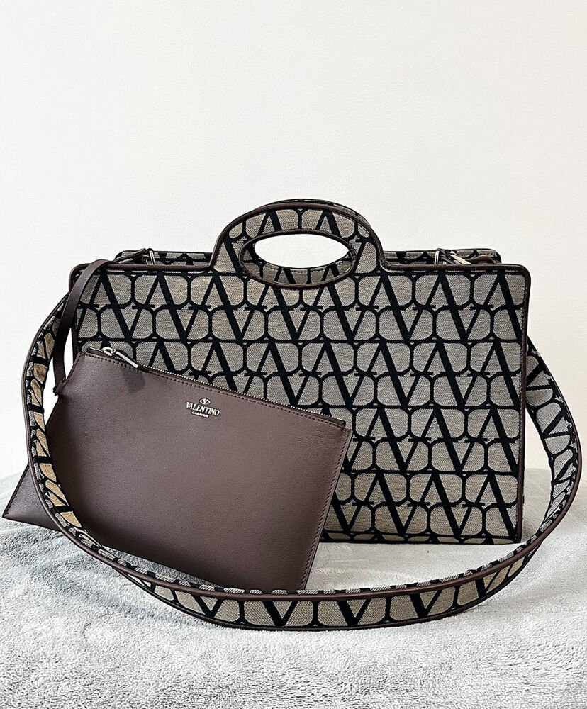 Valentino La Troisieme Toile Iconographe Shopping Bag Dark Coffee - Image 2