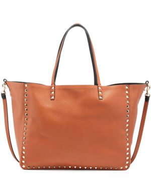 Valentino Garavani Rockstud Reversible Double-Sided Tote Bag Coffee
