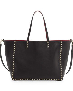 Valentino Garavani Rockstud Reversible Double-Sided Tote Bag Black
