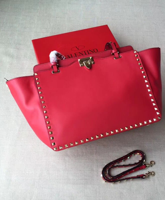 Valentino Large Rockstud Tote Red - Image 2