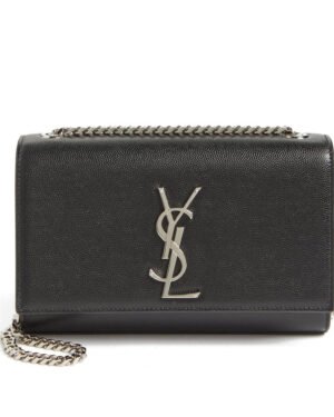 Saint Laurent Grain De Poudre Small Monogram Kate Satchel 452158 Black