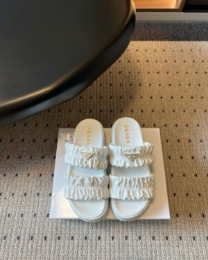 Prada Matelassé Nappa Leather Flatform Women's Slides