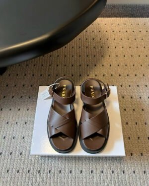Prada Crisscross Platform Leather Women's Sandals