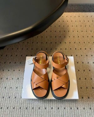 Prada Crisscross Platform Leather Women's Sandals