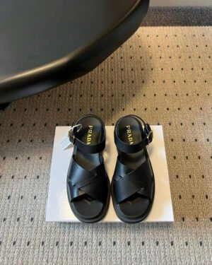Prada Crisscross Platform Leather Women's Sandals