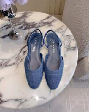 Chanel Coco Quilted Denim Slingback Women's Shoes