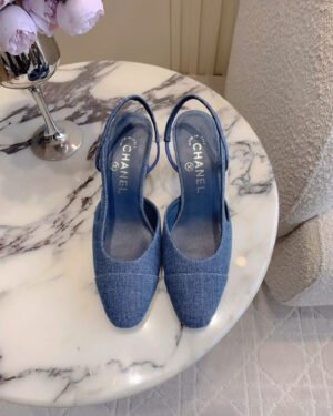 Chanel Coco Quilted Denim Slingback Women's Shoes
