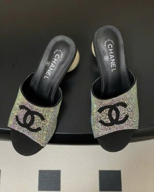 Chanel Coco Double C Logo Sequins Women's Sandals