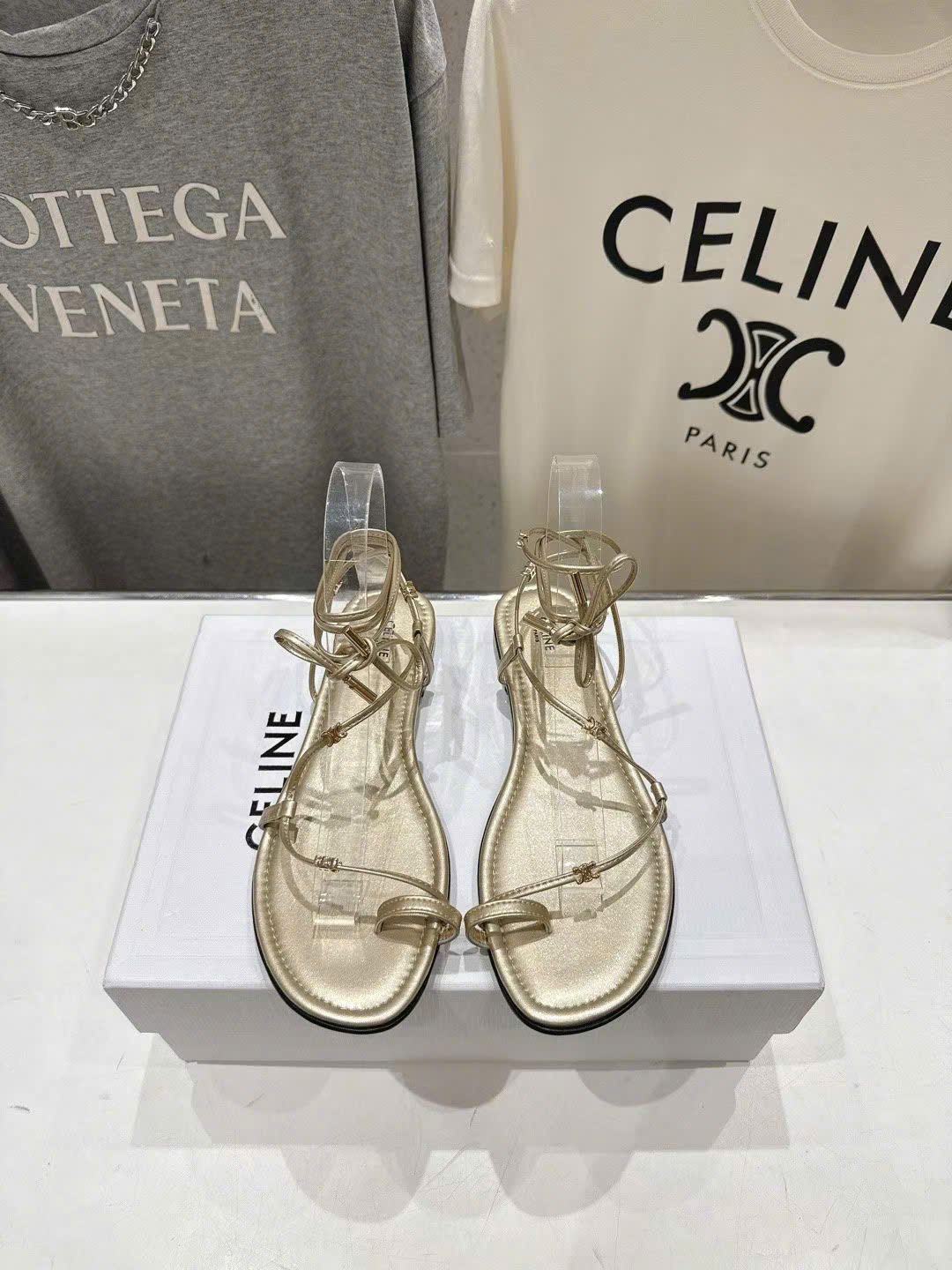 Celine Proenza Schouler Coil Ankle-Tie Leather Sandals