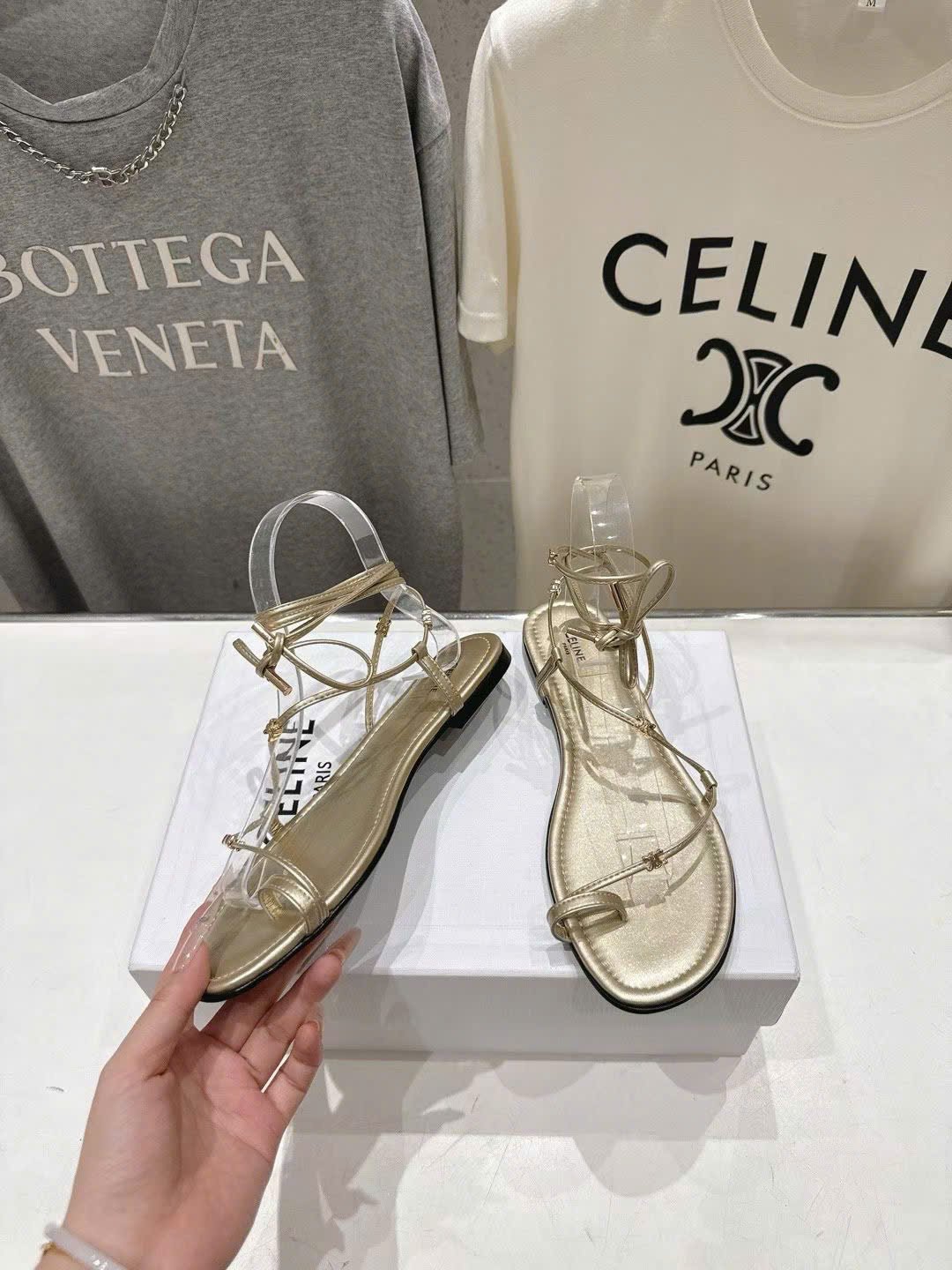 Celine Proenza Schouler Coil Ankle-Tie Leather Sandals - Image 3