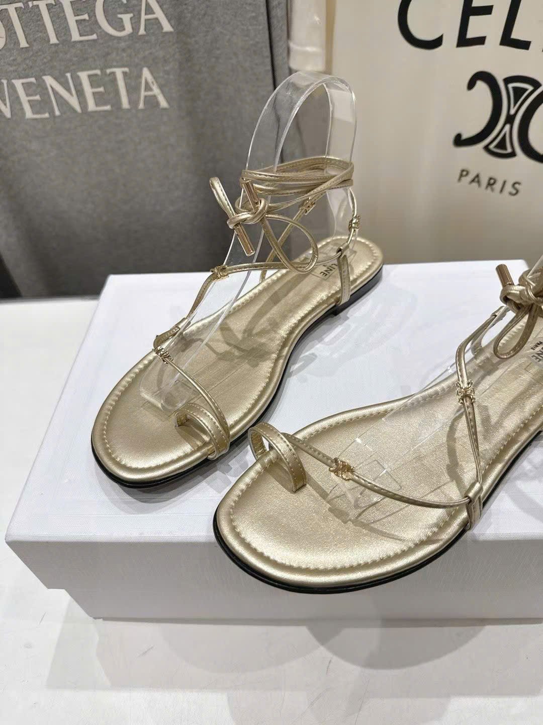 Celine Proenza Schouler Coil Ankle-Tie Leather Sandals - Image 4