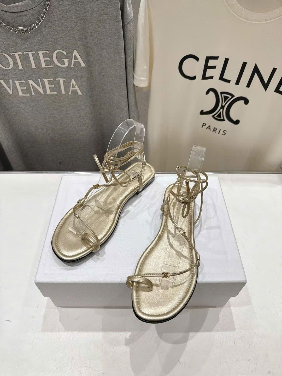 Celine Proenza Schouler Coil Ankle-Tie Leather Sandals - Image 5