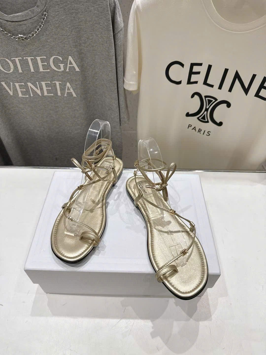 Celine Proenza Schouler Coil Ankle-Tie Leather Sandals - Image 6