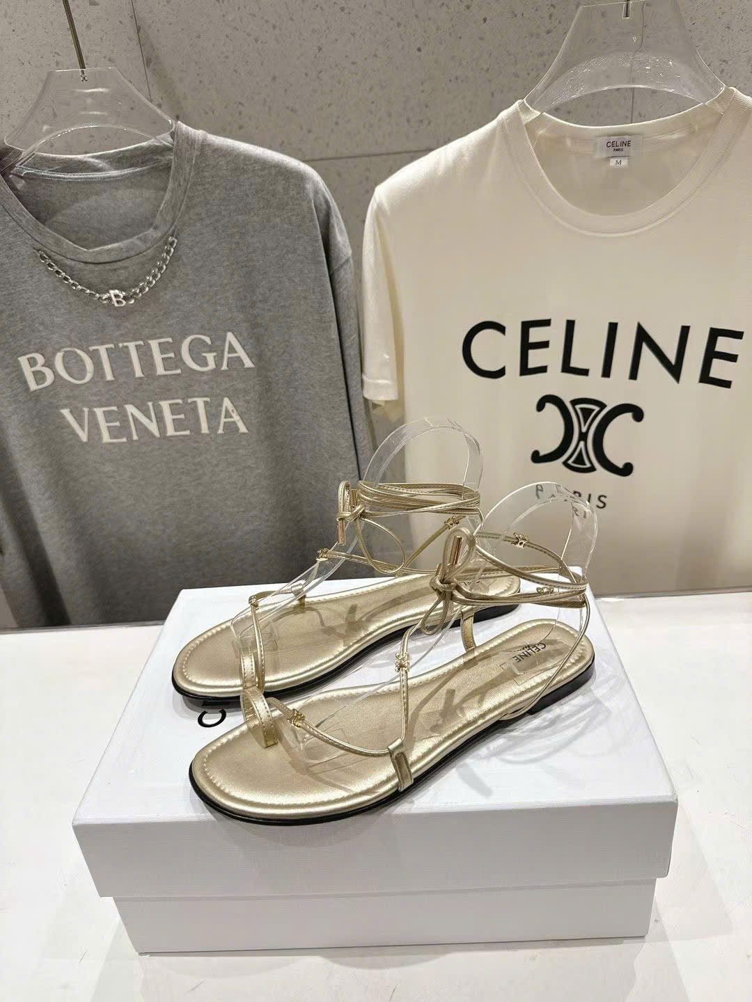Celine Proenza Schouler Coil Ankle-Tie Leather Sandals - Image 7