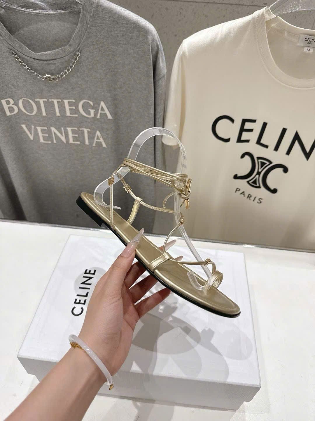 Celine Proenza Schouler Coil Ankle-Tie Leather Sandals - Image 8