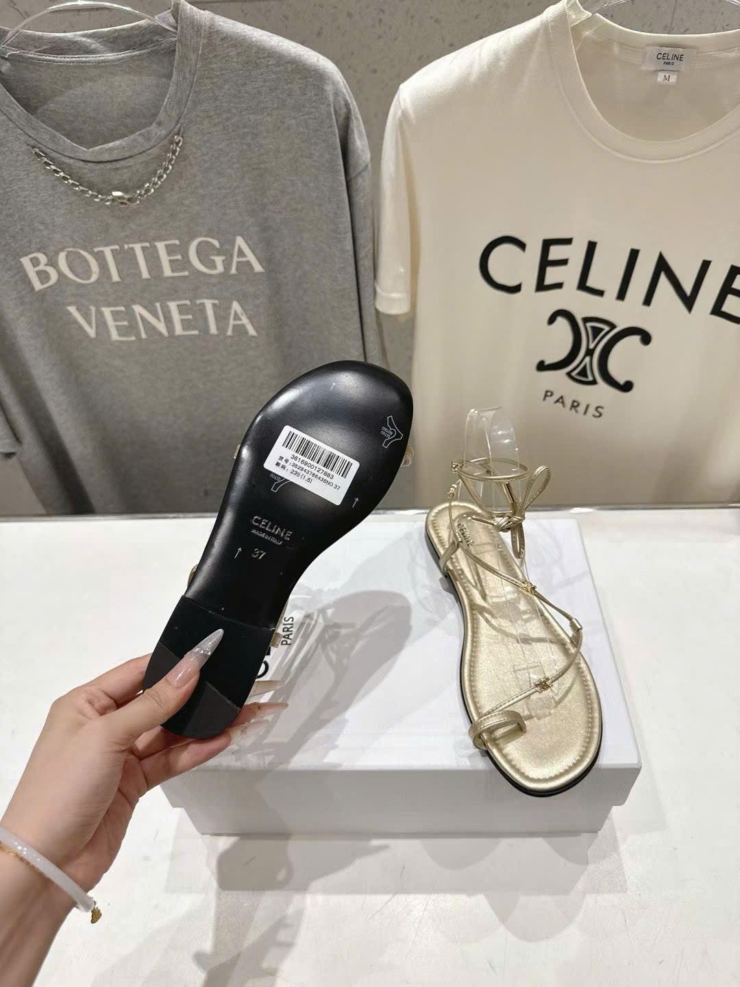 Celine Proenza Schouler Coil Ankle-Tie Leather Sandals - Image 9