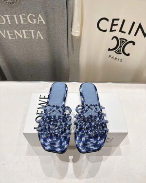 Loewe Petal Anagram Slide Embroidered Canvas