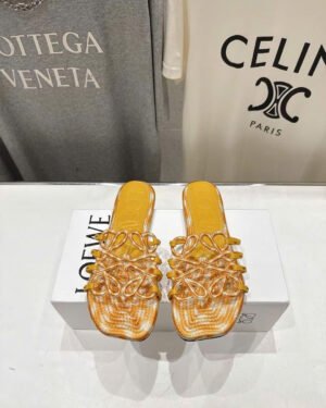 Loewe Petal Anagram Slide Embroidered Canvas