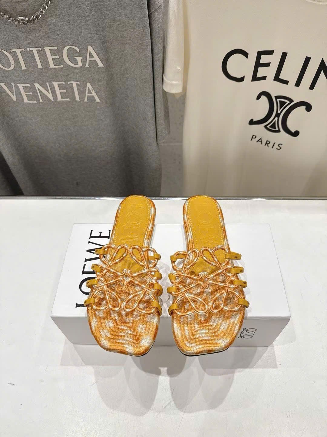 Loewe Petal Anagram Slide Embroidered Canvas