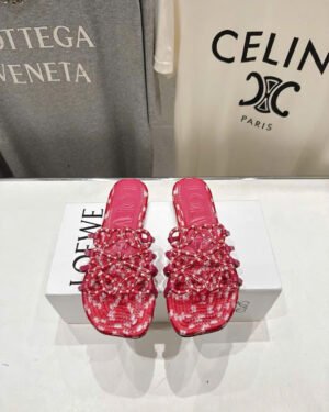 Loewe Petal Anagram Slide Embroidered Canvas